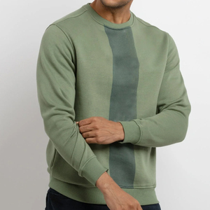 Sweat-shirt à col rond pour homme, couleur contrastée, coupe classique, tricoté, 100% coton, vêtement d'automne - Product Image 1