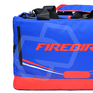 Wholesale High Quality <b>Foldable</b> Blue Duffel <b>Bag</b> Red Trim Polyester Sports Zipper Closure Durable <b>Travel</b> Gym Training Lightweight - Product Image 5
