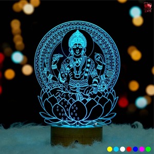 Lampe de nuit LED 3D en acrylique DhanLaxmi de qualité supérieure, lumière décorative religieuse pour la maison, le temple, la salle de prière, la chambre à coucher et les moments spirituels - Product Image 4