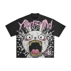 T-shirts pour hommes à coupe décontractée avec logo personnalisé et imprimé graphique, vente en gros, 100% coton lourd, streetwear, manches courtes, OEM ODM - Product Image 3