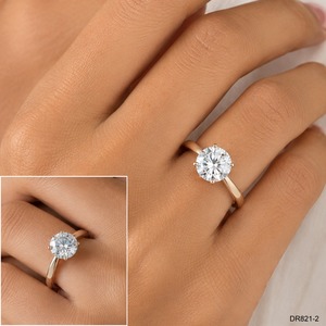 Bague de fiançailles solitaire classique en or rose 14 carats avec diamant de laboratoire taille ovale certifié IGI, or rose fantaisie léger pour femme - Product Image 2