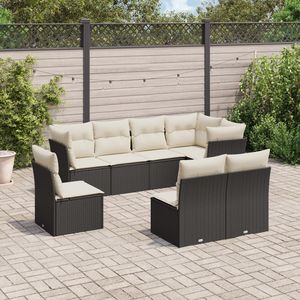 Conjunto de Sofás de Jardín Color Crema Negro - Product Image 1