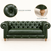 Canapé Chesterfield en cuir véritable trois places, dossier capitonné, accoudoirs roulés, style traditionnel, canapé de salon en cuir