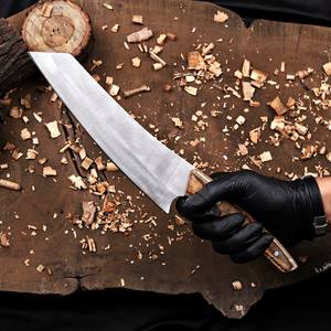 Cuchillo de Chef de Acero Inoxidable Estilo Japonés Forjado a Mano con Mango de Madera Pakka y Funda de Cuero, Espiga Completa, OEM Personalizado - Product Image 4