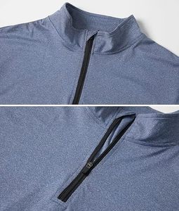 Chemises de sport à manches longues pour hommes, sweat-shirt à demi-zip, hauts de fitness pour le jogging, respirants, compressifs, pour la course à pied - Product Image 5