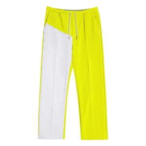 Pantalon de survêtement pour homme, bleu et blanc, à blocs de couleur, taille élastique avec cordon de serrage, décontracté, tricoté, léger, pour l'été - Product Image 6