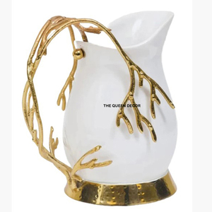 Pichet à café fantaisie en aluminium, finition dorée, poignée blanche, haute qualité, vente chaude - Product Image 1