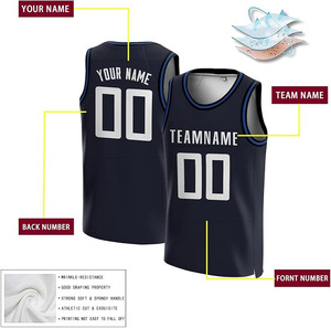 Camiseta de Baloncesto Personalizada Azul Marino de Manga Corta para Hombre, Uniforme Deportivo de Malla de Secado Rápido, Diseño de Cuello Redondo con Parte Delantera Lisa, 100% Algodón - Product Image 4