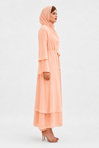 2026 Ladies Long Floor Length <b>Abaya</b> Dress Islamic Ethnic Fashion Plain Polyester Matching Belted <b>Abaya</b> For Women - Product Image 4