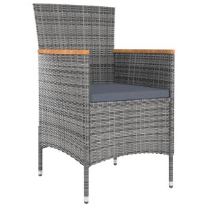4 sillas de comedor de ratán polivinílico para patio en gris elegante juego de muebles de patio - Product Image 2