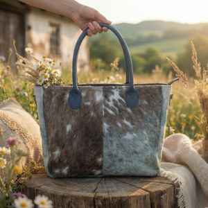 Bolso Tote de Cuero Genuino con Pelo de Vaca, Estilo Vintage para Mujer, con Cierre de Cremallera, Bolso de Hombro, LHTB-0075 - Product Image 2