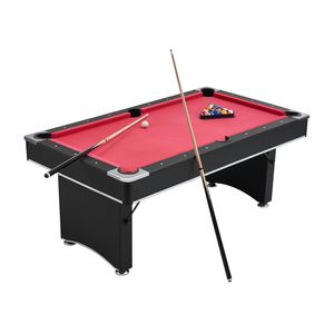 Tavolo da Biliardo Portatile da 6 Piedi con Piedini Regolabili, Tavolo da Gioco Stabile con Porta Stecche e Palline Inclusi - Product Image 1