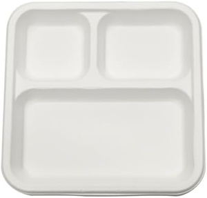 Heavy Duty Sugarcane Food <b>Tray</b> for Rice Curry <b>Snacks</b> and Side Dishes 3 Compartment Meal Plates Bagasse Outdoor Gatherings 2026 - Product Image 5