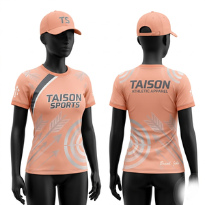 Maillot de tir à l'arc en polyester interlock 180 GSM de qualité supérieure, gris pêche et blanc, imprimé par sublimation, logo personnalisé, tenue d'équipe - Product Image 1