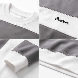 Sudadera Personalizada para Hombre con Bloques de Color y Rayas, Cuello Redondo, 100% Algodón, Felpa Gruesa, con Logotipo Personalizado, Informal, para Invierno - Product Image 3