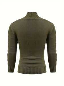 Men's Solid Rib Knit Button-Up Cardigan Sweater V-Neck Cable Knit Slim Fit Warm Fall Winter Casual Knitted Jacket Men's Knitwear - Product Image 2