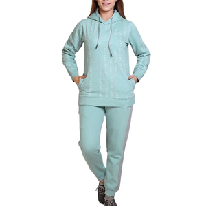 Ensemble de jogging 2 pièces pour femme, personnalisé, à capuche, couleur unie, respirant, survêtement, en promotion - Product Image 1