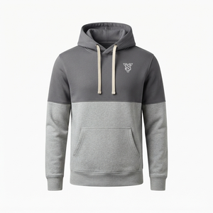 Sudadera con Capucha para Hombre, Color Sólido, Mezcla de Algodón y Poliéster, Felpa Francesa, Ropa Casual de Otoño con Bolsillo Delantero y Logotipo Bordado - Product Image 1