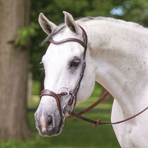 Cabezada para caballo estilo western ajustable, trenzada a mano, de cuero genuino, con frenteal recto de cuero crudo marrón, Cuero marrón 517 - Product Image 4