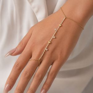Joyería delicada y brillante con diseño de hoja de circonita cúbica, venta al por mayor, anillo de dedo, cadena de mano, pulsera, laminado en oro - Product Image 3