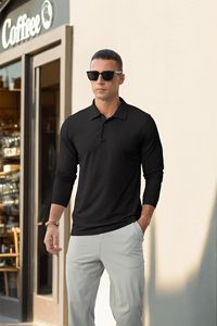 Polo à manches longues personnalisé pour entreprise, tenue de travail formelle, t-shirt tricoté à manches longues, doux, pour le golf, à séchage rapide pour homme - Product Image 4