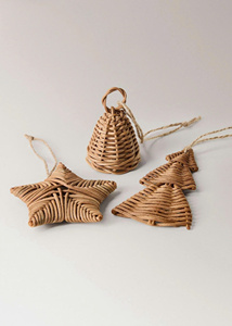 Accesorios Decorativos Boho de Ratán, Decoración Navideña Única, Árbol de Navidad de Ratán para Colgar en la Pared, Tejido a Mano - Product Image 3