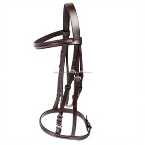 Brida de cuero de alta calidad para caballo con cómoda correa para la cabeza y frente, fabricante mayorista - Product Image 1