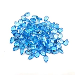 Topaze bleue suisse naturelle, pierres précieuses en forme de poire, 6 mm, 9 mm, facettées, vente en gros, pour la fabrication de bijoux - Product Image 2