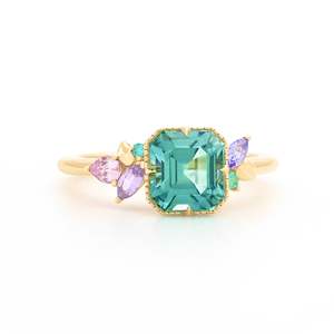 Emerald Cut Zircon Ring Bezel Setting Vintage Style Women's Gemstone Engagement Ring - Product Image 2