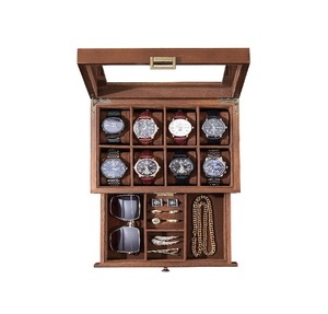 Wooden <b>Watch</b> <b>Case</b> 8 Slot Mens <b>Watch</b> Box with Drawer 2-Layer Mens Jewelry Box Storage Holder Organizer Display <b>Case</b> Gift - Product Image 6