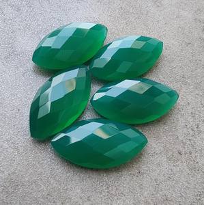 Pierre précieuse naturelle en onyx vert, taille marquise, coupe à carreaux, calibrée, pierre lâche pour la fabrication de bijoux, bague, pendentif - Product Image 3