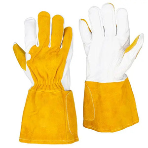 Gants de soudage TIG robustes en cuir de chèvre et croûte de cuir de vache, résistants à l'abrasion, pour la protection personnelle, le barbecue et les soudeurs - Product Image 1