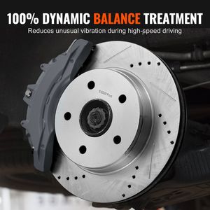 Kit de Frenos Delanteros y Traseros para Dodge Ram 1500 y Dodge Durango, Chrysler, 06-2018, Rotores de Freno Perforados y Ranurados para Cer - Product Image 6