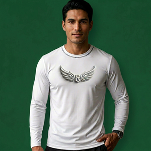 Unisex <b>White</b> <b>Long</b> <b>Sleeve</b> Crew Neck Printed Moisture Wicking Polyester Eco-Friendly Regular Fit All Seasons Pullover <b>Top</b> - Product Image 4