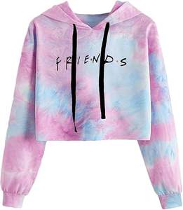 Sudadera Corta con Capucha para Mujer, Estilo Holgado, para Adolescentes, con Logotipo Frontal ODM, 100% Algodón, Diseño Inspirado en la Serie de TV Friends - Product Image 1