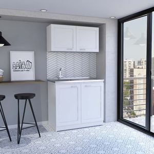 Set di Mobili da Cucina Bianchi a Due Ripiani Zurich - Product Image 1