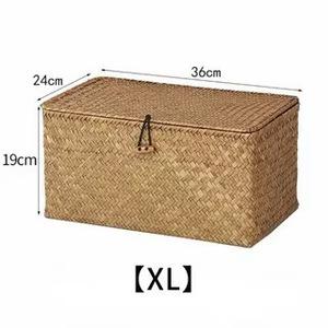 Rectangular <b>Rattan</b> Classic Jewelry <b>Box</b> 23x13x9cm <b>with</b> <b>Lid</b> for Bedroom and Living Room Use - Product Image 4