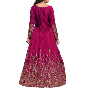 Lehenga Choli rose pour femme, broderie dorée, longueur ras du sol, tenue traditionnelle indienne pour mariage, protection solaire toutes saisons - Product Image 2