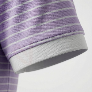 Chemise décontractée pour homme en piqué 100 % polyester bleu marine à manches courtes, respirante, infroissable, coupe classique, design tricoté uni - Product Image 6