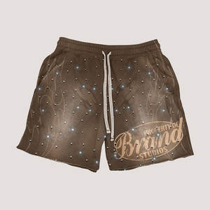 Conjunto de Shorts de Verano con Estampado Abstracto de Acuarela, Diseño Geométrico, Casual, para Hombre - Product Image 3