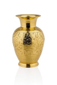 Jarrón de suelo de latón hecho a mano, moderno, con grabado Meenakari, acabado pulido, adornos de cristal, ecológico, alto, para decoración del hogar u oficina - Product Image 6