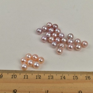 Perles d'eau douce naturelles rondes authentiques faites à la main, 5-6 mm, perles nues avec trous droits - Product Image 2