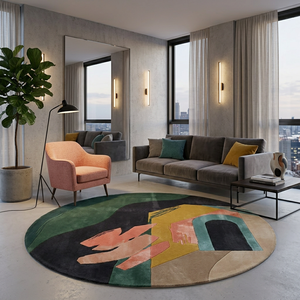 <b>Round</b> <b>Carpet</b> for Living Room Handmade Abstract Hand Tufted Wool Area Rug Modern Designer Custom <b>Round</b> Rug Home Decor - Product Image 1