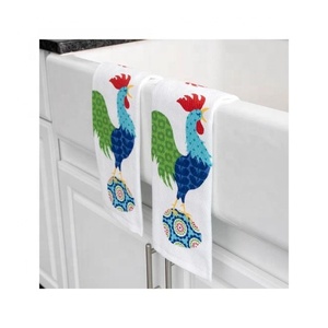 Cute Rooster bordado Puffy 100% algodón orgánico GOTS certificado proveedores indios fiable respetuoso con el medio ambiente polar toallas de cocina - Product Image 2