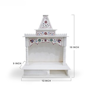 Templo de Mármol Mandir Tallado a Mano con Patrón Vertical, Diseño Indio, Altar Decorativo para el Hogar, Forma Irregular - Product Image 2