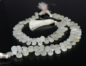 Perles de pierre de lune blanche naturelle facettées en forme de poire AAA 8x11 MM, perles de pierre de lune en gemme, brin de 8 pouces, perles de pierre de lune blanche en forme de poire - Product Image 2