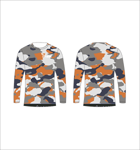 Custom Orange Grey <b>White</b> Camo Long Sleeve T-Shirt Moisture Wicking Performance Athletic Training Sports Shirt Fitness Top - Product Image 1