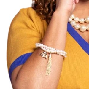 Vestido Midi de Punto con Botones para Mujer, Estilo Elegante de la Hermandad Griega Sigma Gamma Rho, Color Dorado - Product Image 4