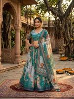 Lehenga Choli Bermotif Bunga dan Bordir untuk Wanita Gaya Bollywood Organza Ghagra Choli Pakaian Pesta Pernikahan India Pakistan