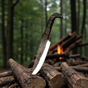 มีดแคมป์ปิ้งไวกิ้งเหล็กกล้าคาร์บอนทำมือแบบกำหนดเองของ Smith พร้อมด้ามจับรูปหัวอีกา ใบมีดตรงขนาด 5 นิ้ว รับผลิตแบบ OEM/ODM - Product Image 3